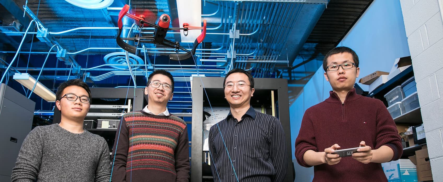 Kai Zeng, Assistant Professor, Cyber Security, Electrical and Computer Engineering at the Cyber Physical Lab. Photo by: Ron Aira/Creative Services/George Mason University